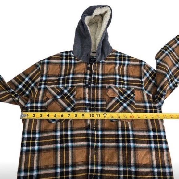 Brown Plaid Flannel Jacket with Hood - Picture 6 of 11